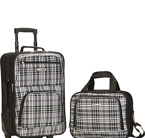 Rockland 2 piece luggage set black cross